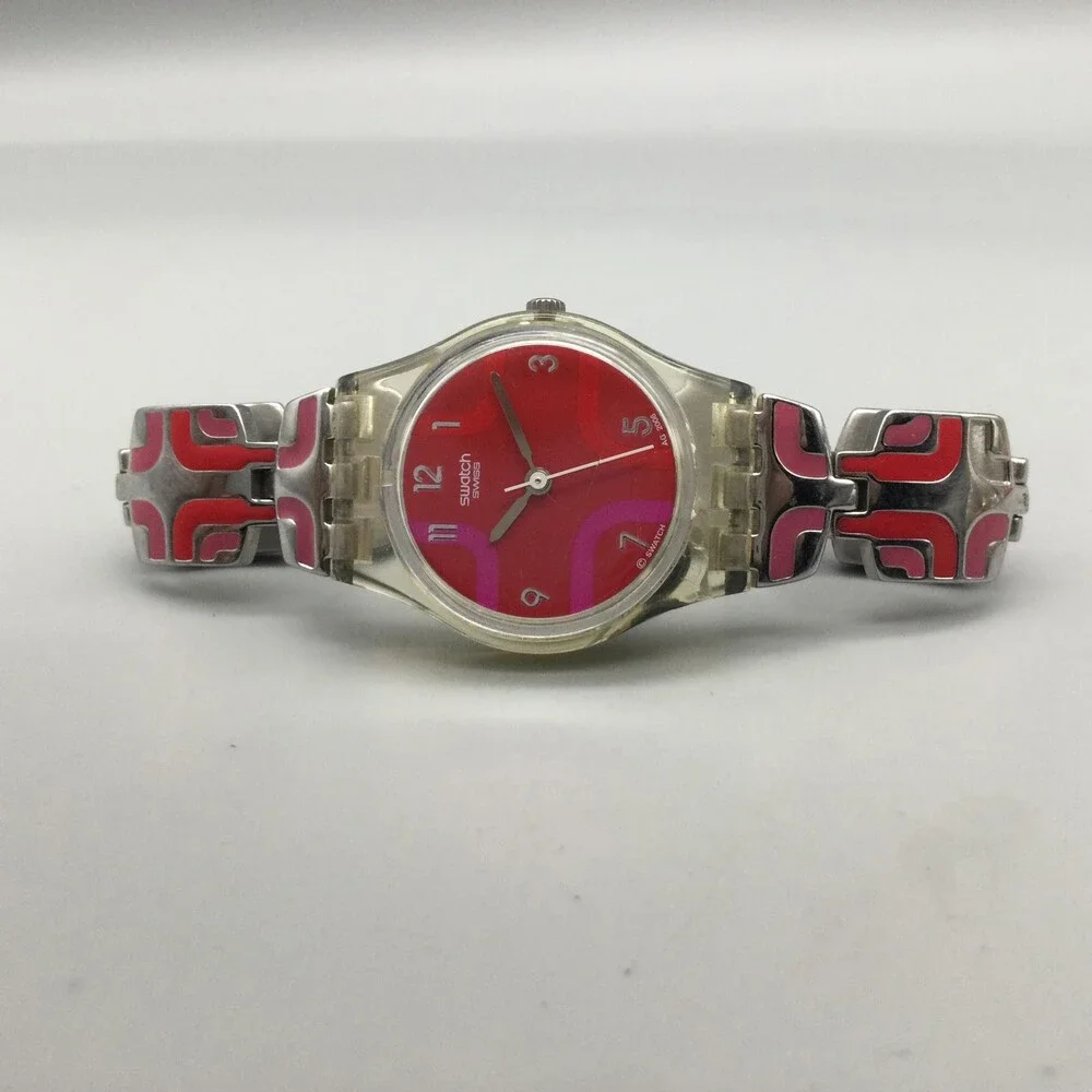 Swatch Candle Dinner Womens Watch 25mm Pink Dial Stainless Enamel New Battery 6
